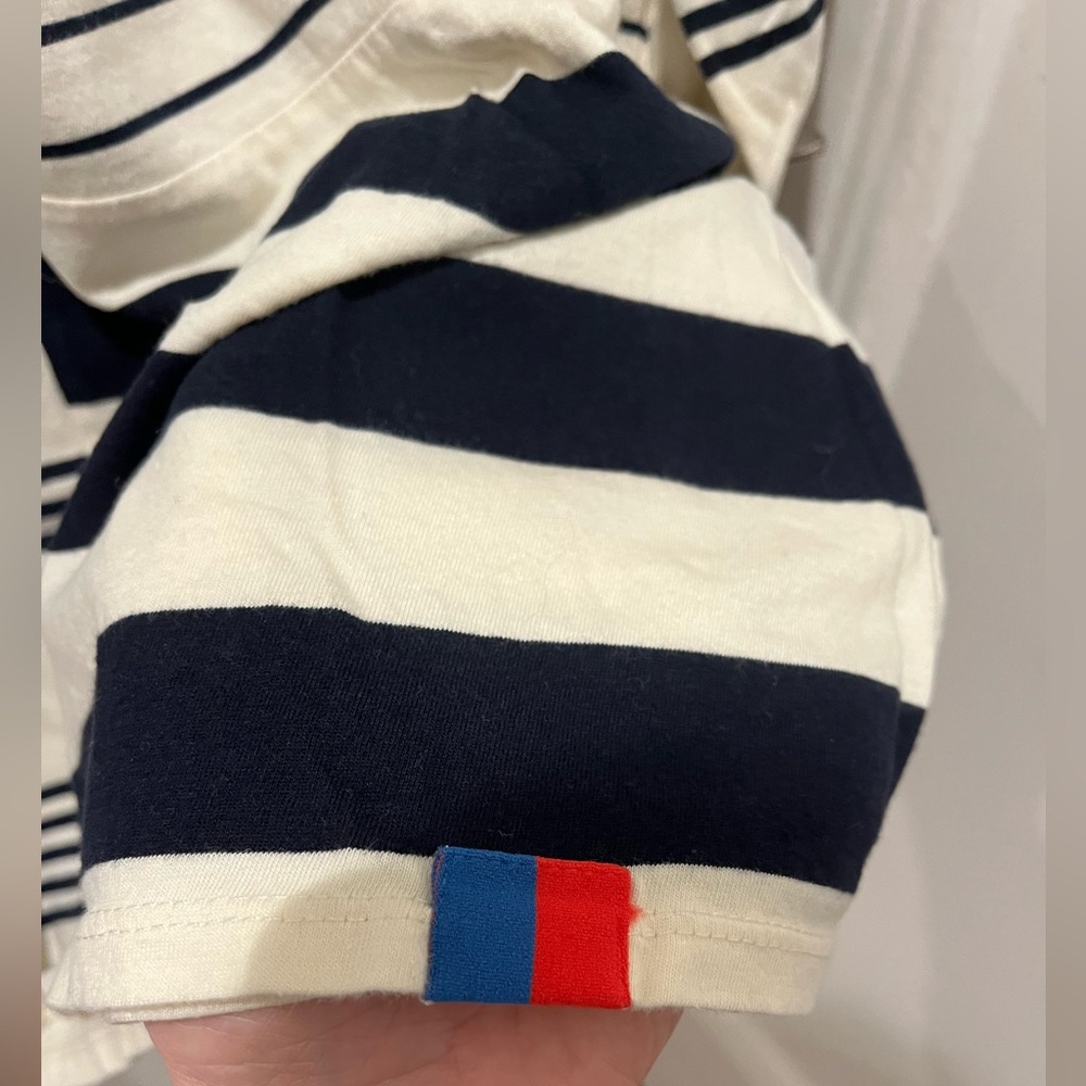 KULE Black and White Striped Long Sleeve Polo - Picture 6 of 7